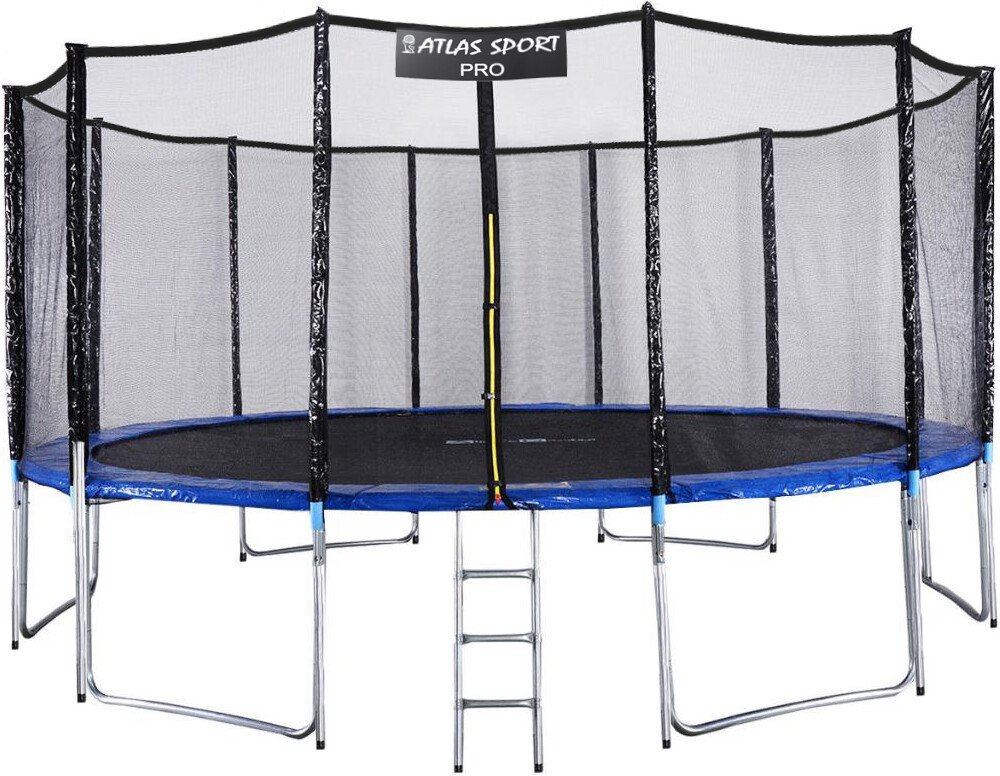 Батут Atlas Sport 490 см - 16ft Pro (с лестницей, внешняя сетка, синий)