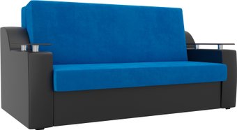 Лига диванов Сенатор 160 106478 (велюр/экокожа, голубой/черный)