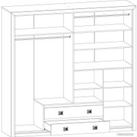 Шкаф распашной Black Red White Коен SZF4D2S (ясень снежный/сосна натуральная)