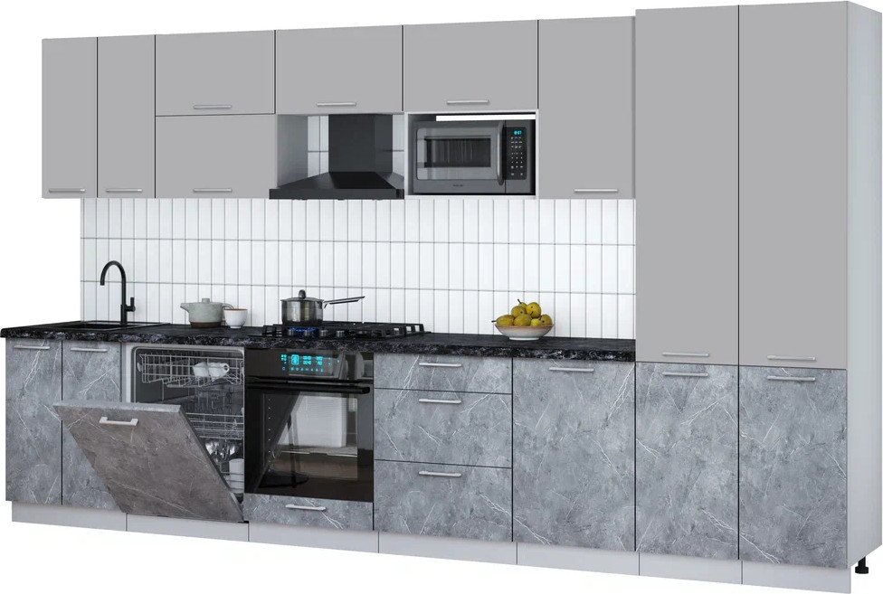 

Готовая кухня Интерлиния Мила Gloss 3.7-ПМ2 (керамика/грей/кастилло темный)