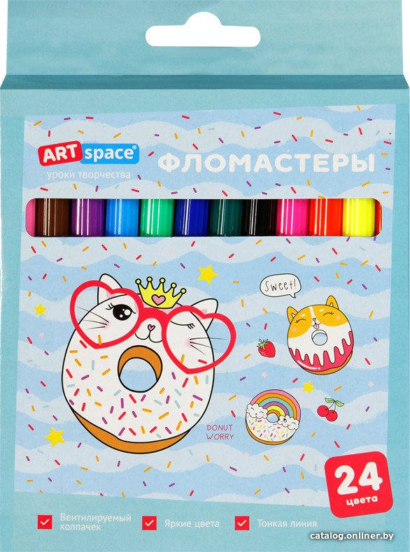 Фломастеры ArtSpace Кот-сластена WP24_27022 (24 цв)