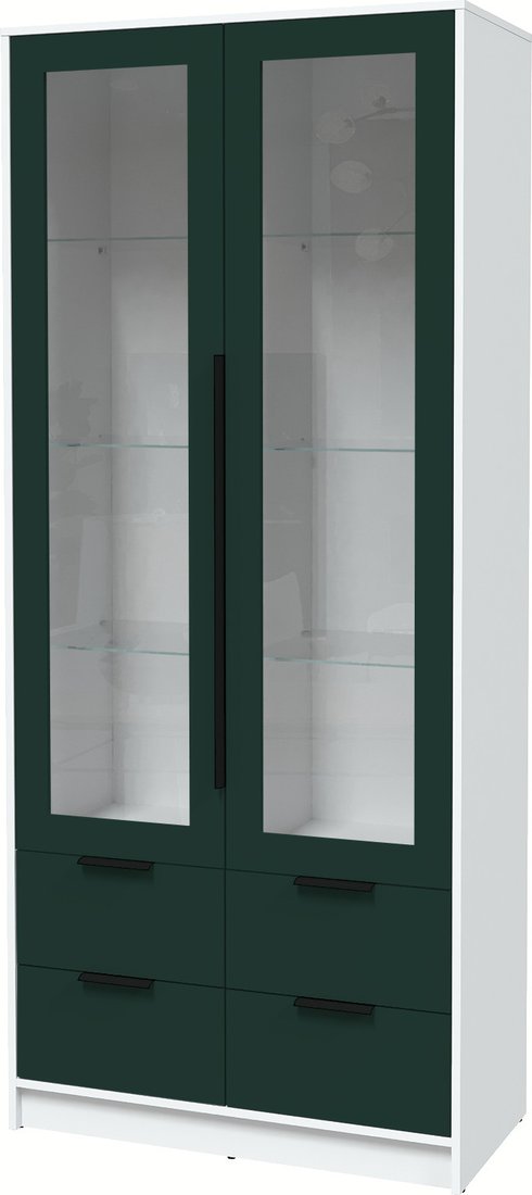 

Шкаф-витрина Интерлиния Концепт КТ-ШВ2 с подсветкой Глосс (белый платинум/изумруд)