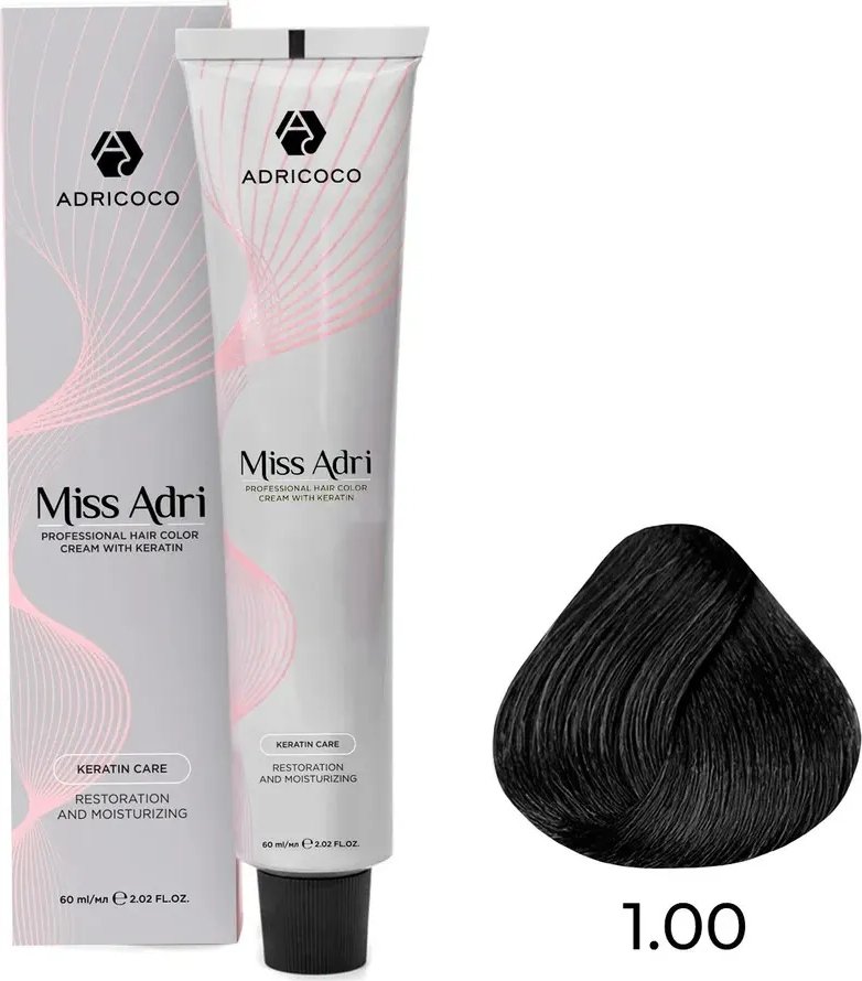 

Крем-краска Adricoco Miss Adri 1.00 (100мл, интенсивный черный)