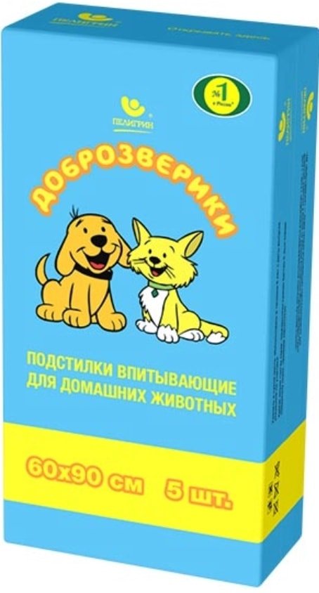 

Одноразовая пеленка Доброзверики Classic впитывающие 90x60 (5 шт)