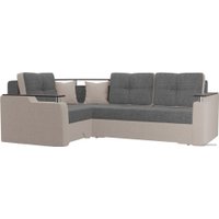 Угловой диван Лига диванов Комфорт 102599 (левый, рогожка, серый/бежевый)