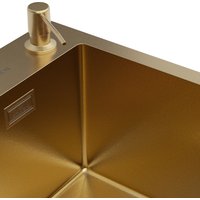 Кухонная мойка Roxen Simple 560220-60G-V золото/текстурная PVD покрытие (с коландером и дозатором)