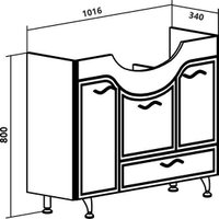  Runo Тумба с умывальником Севилья 105 с корзиной для белья + Стиль 1050 (напольная)