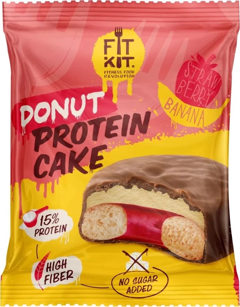 

Протеиновое пирожное FitKit Donut Protein Cake (100 г, клубника -банан)