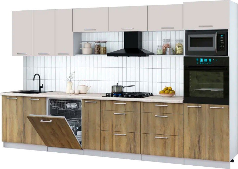 

Готовая кухня Интерлиния Мила Gloss 3.5-ПМ1-2 (дуб вотан/кашемир/бискайская сосна)