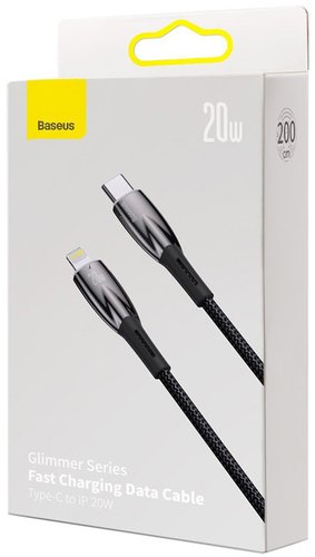 Кабель Baseus Glimmer Series USB Type-C - Lightning (2 м, черный)