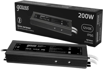 

Блок питания Gauss 200W 12V IP66 202023200