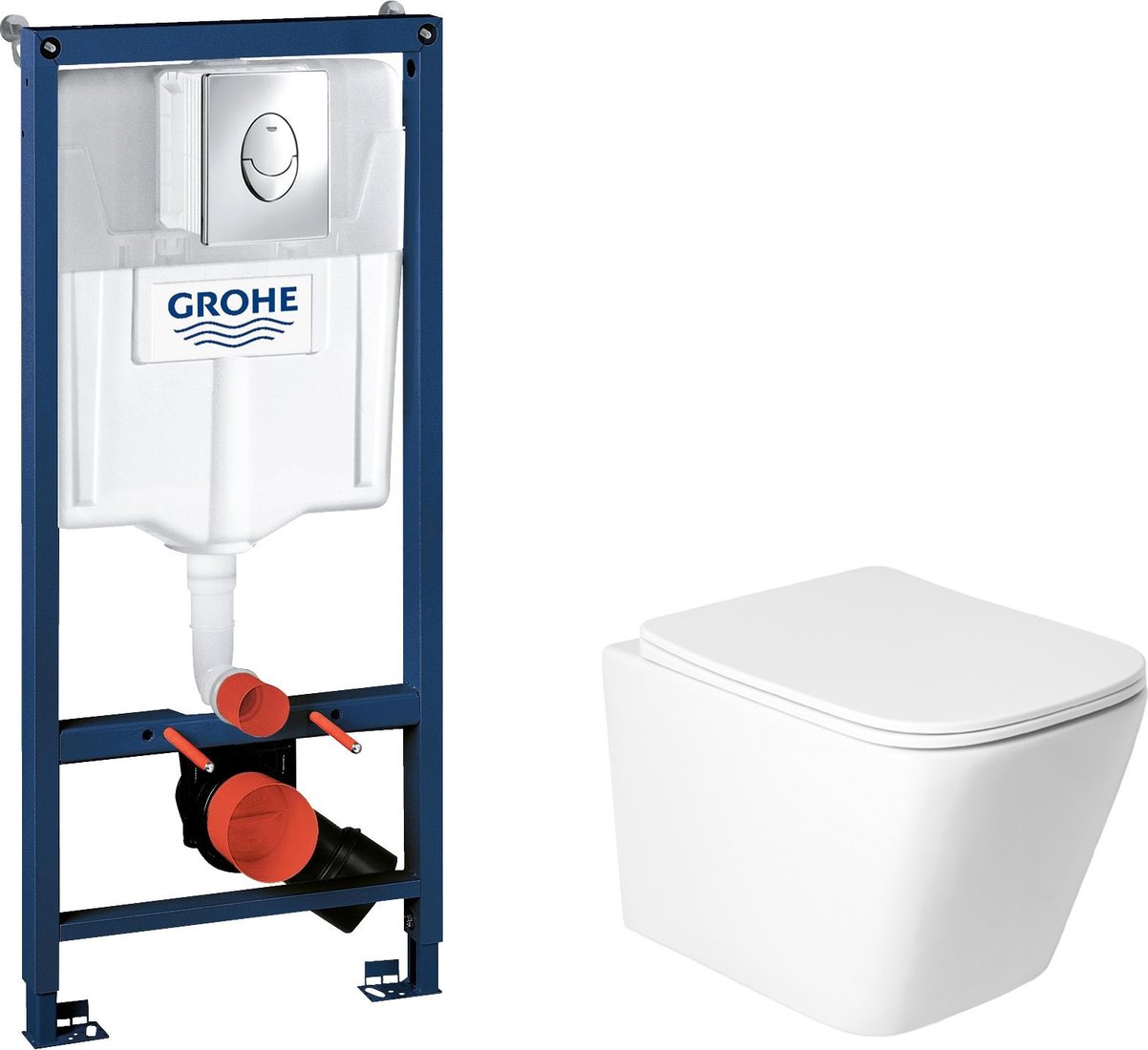 Унитаз подвесной Saniteco KW-9004WS + GROHE Rapid SL 38721001