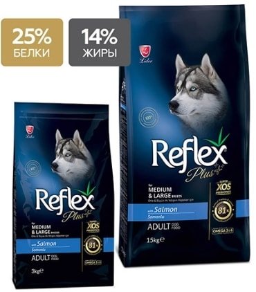 

Сухой корм для собак Lider Reflex Plus с лососем для собак средних и крупных 15 кг