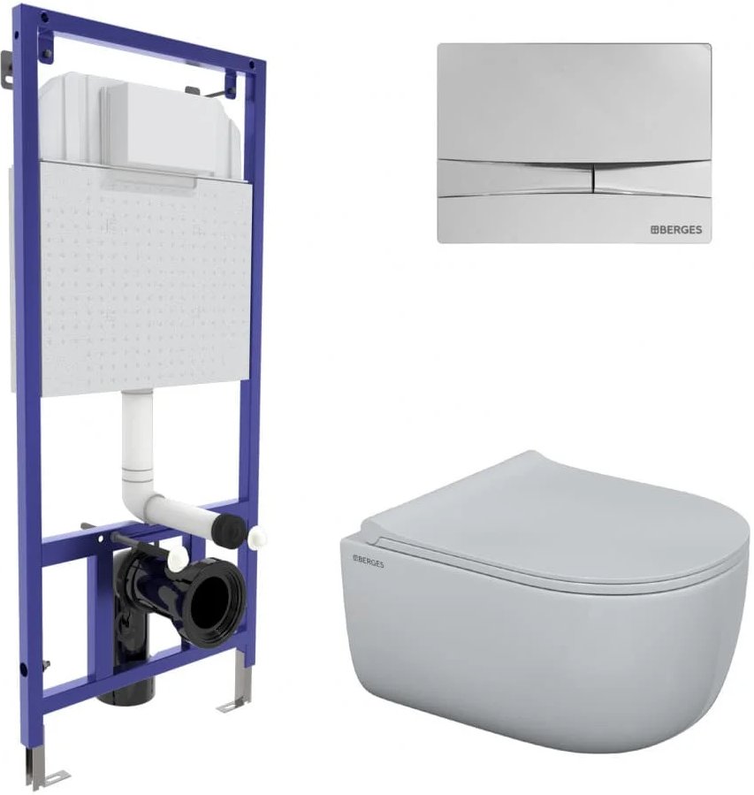 

Унитаз подвесной Berges Wasserhaus Ego Rimless + Toma Slim SO + Novum525 + F3 047253
