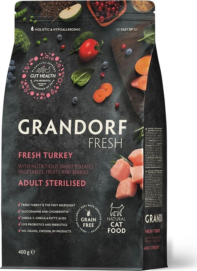 

Сухой корм для кошек Grandorf Fresh Adult Sterilised (Индейка и батат) 400 г