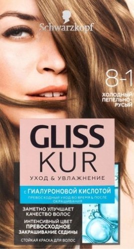Крем-краска для волос Gliss Kur Уход и увлажнение 8-1 холодный пепельно-русый