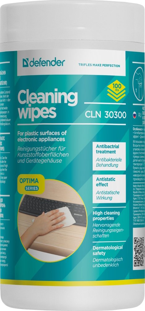 

Влажные салфетки Defender CLN 30300 Optima (100 шт)