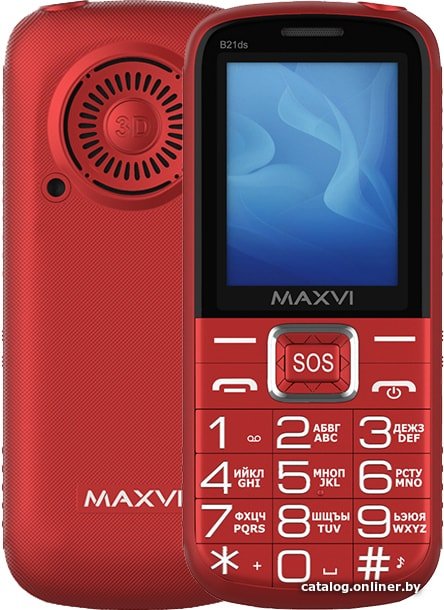 Кнопочный телефон Maxvi B21ds (красный)