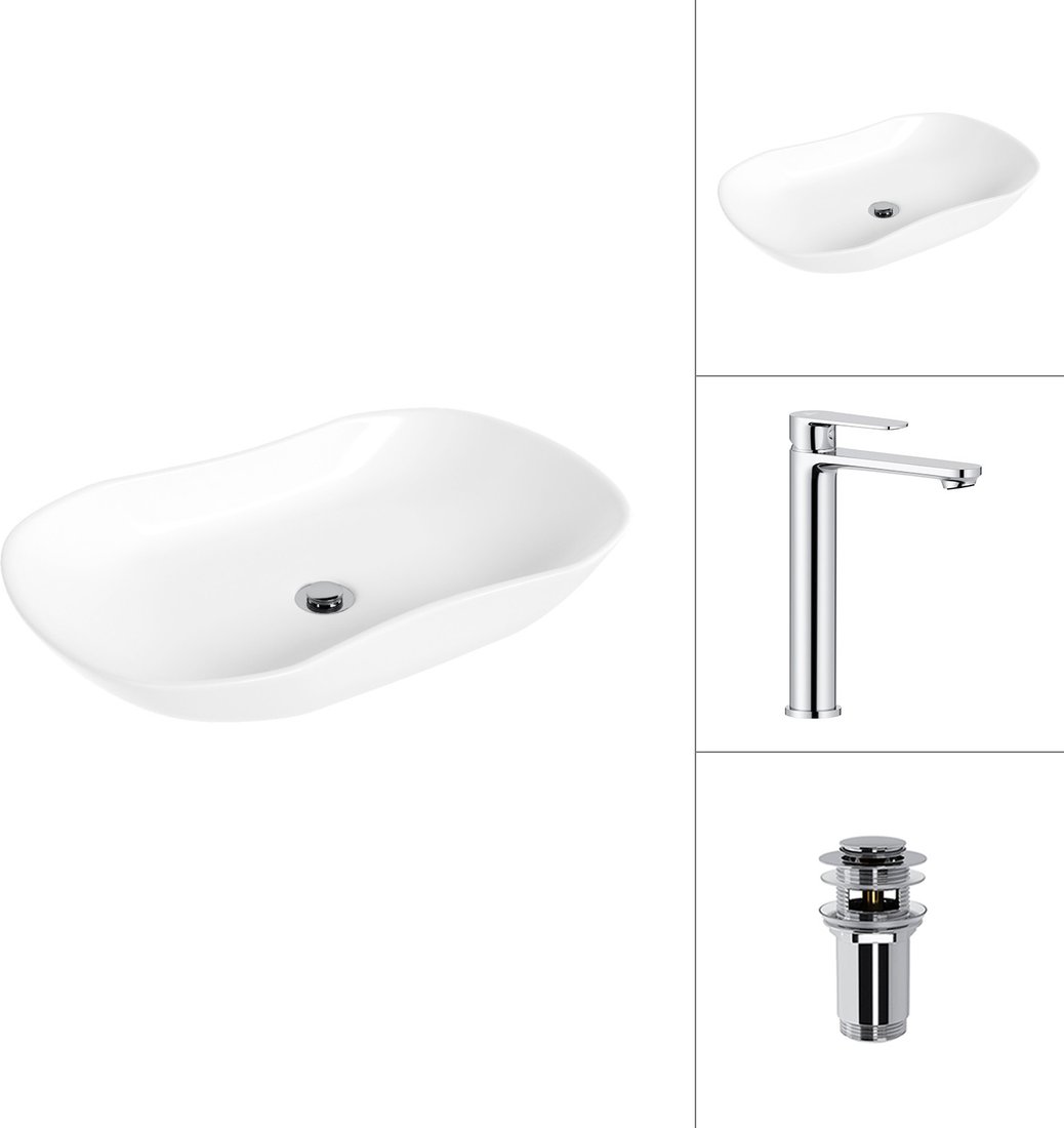 Умывальник Lauter 21570 + Moon 21СK81691C с донным клапаном 21190CH (хром)