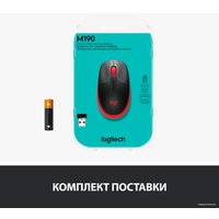 Мышь Logitech M190 (черный/красный)