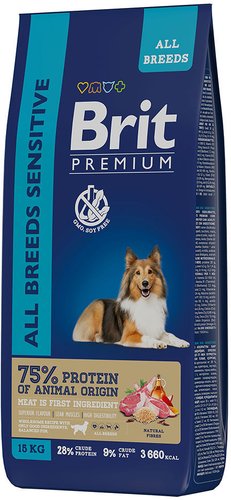 Сухой корм для собак Brit Premium Dog Sensitive ягненок и индейка 15 кг