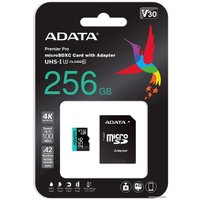 Карта памяти ADATA Premier Pro AUSDX256GUI3V30SA2-RA1 microSDXC 256GB (с адаптером)