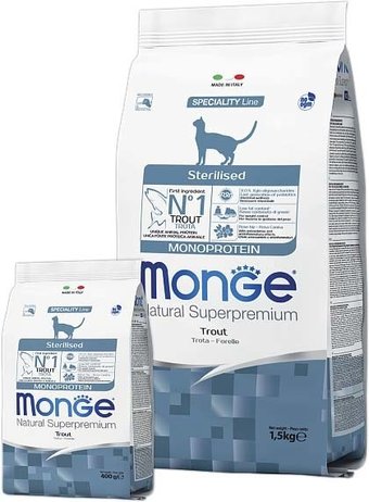 Сухой корм для кошек Monge Superpremium Monoprotein Sterilised Trout 1.5 кг