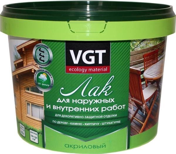 

Лак VGT Для наружных и внутренних работ 9 кг (бесцветный глянцевый)