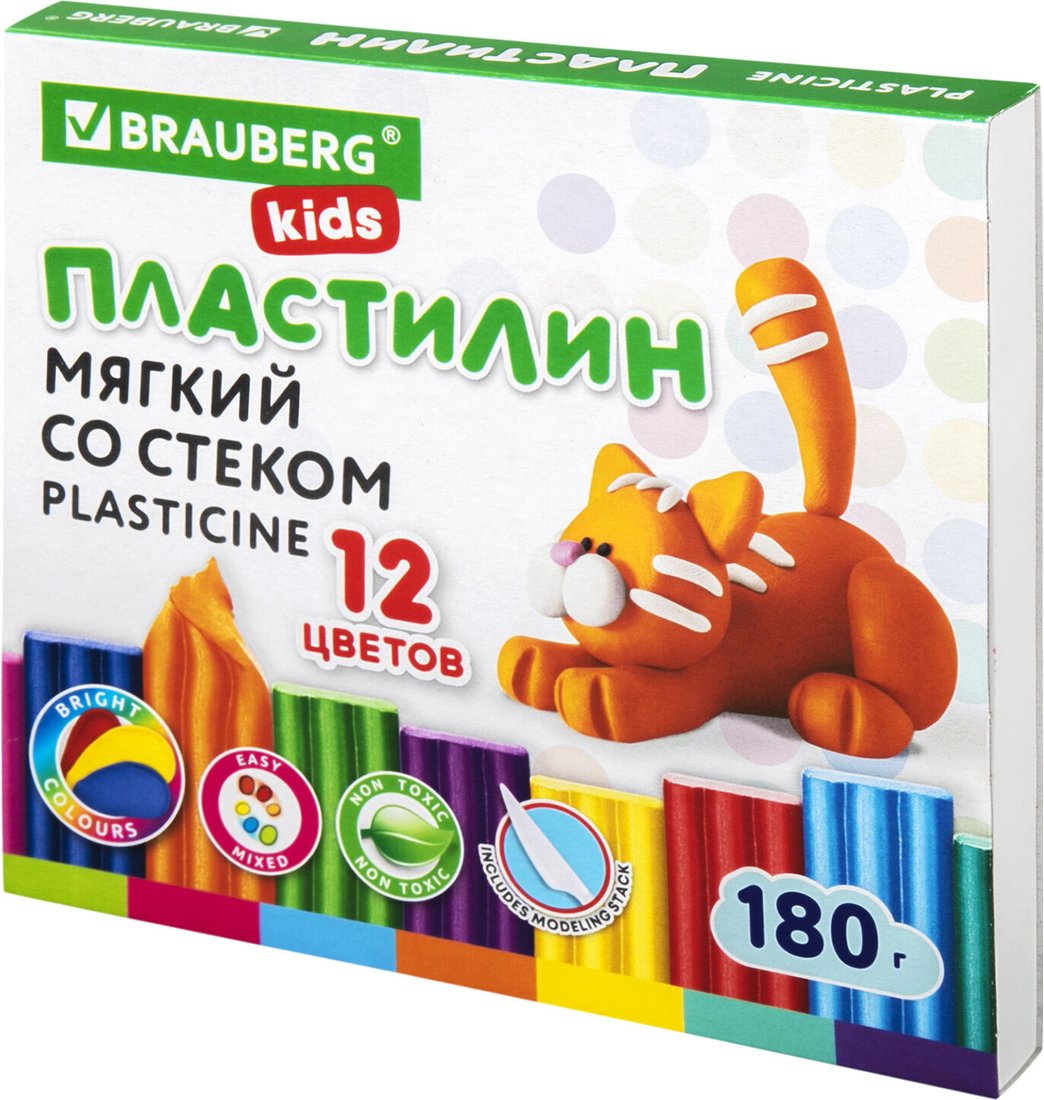 

Пластилин восковой BRAUBERG Kids 106495 (12 цв)