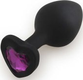 Silicone Butt Plug Heart Shape Medium черный/фиолетовый 39813