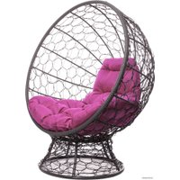 Кресло M-Group Кокос на подставке 11590308 (серый ротанг/розовая подушка)
