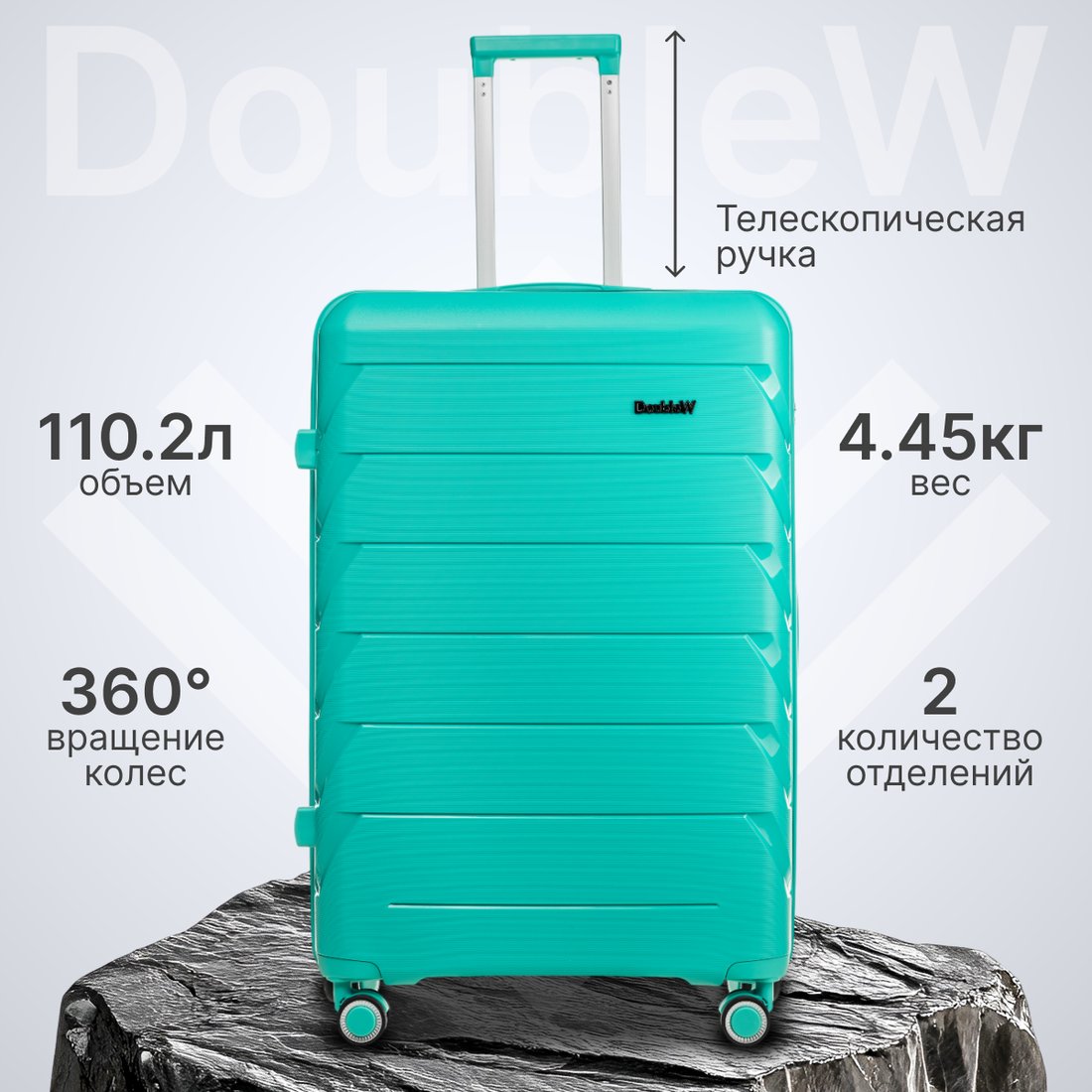 

Чемодан-спиннер DoubleW Zuna (L, голубой)