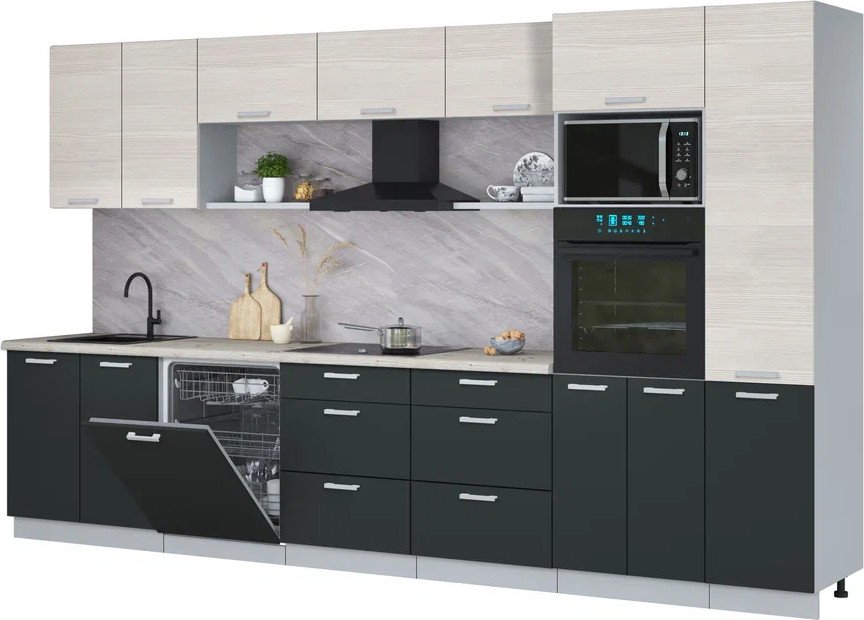 

Готовая кухня Интерлиния Мила Лайт 3.6-ПМ1 (вудлайн кремовый/антрацит/бискайская сосна)