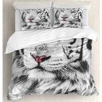 2-спальный комплект постельного белья с евро простыней Ambesonne Белый тигр bls_12734_euro