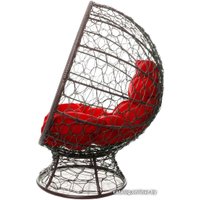Кресло M-Group Кокос на подставке 11590206 (коричневый ротанг/красная подушка)