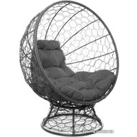 Кресло M-Group Кокос на подставке 11590309 (серый ротанг/серая подушка)