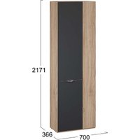 Шкаф распашной Трия Глосс 366 СМ-319.07.016 (яблоня беллуно/cтекло графит матовый)