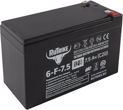 

Тяговый аккумулятор Rutrike 6-F-7.5 (7.5 А·ч)