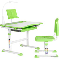 Парта Anatomica Avgusta + стул + выдвижной ящик + светильник + подставка (белый/зеленый)
