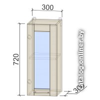 Шкаф навесной Интерлиния Компо ВШ30ст-720-1дв (ваниль)