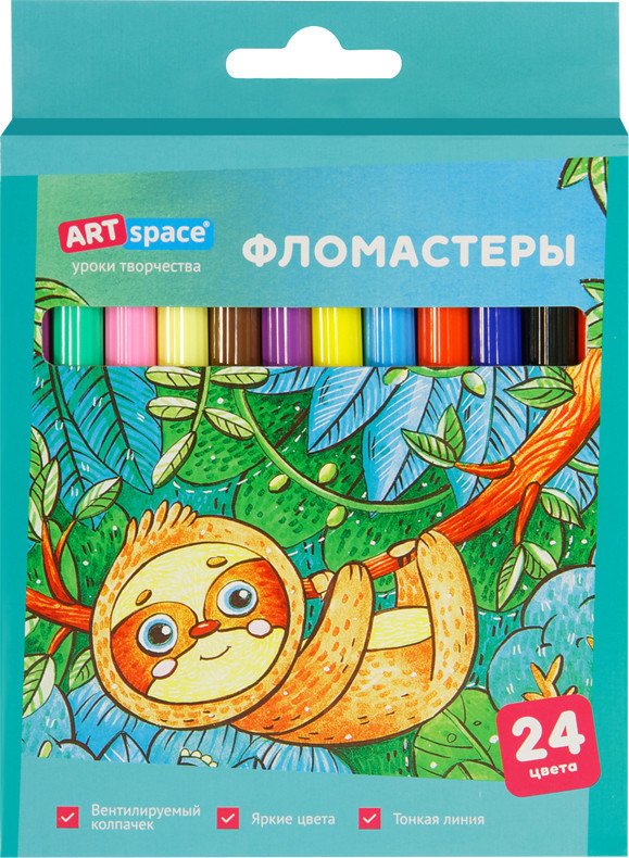 

Фломастеры ArtSpace Милые зверушки WP24_26940 (24 цв)
