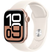 Умные часы Apple Watch Series 10 42 мм (алюминиевый корпус, розовое золото/звездный свет, спортивный силиконовый ремешок M/L)