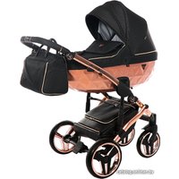 Универсальная коляска Junama Glow V2 (2 в 1, черный/матовая медь)