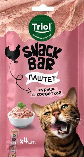 Лакомство для кошек Triol Snack Bar Паштет из курицы с креветкой (40 г)