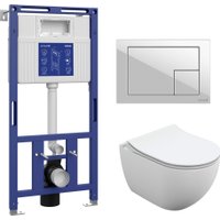 Унитаз подвесной Cersanit Brasko Slim 64824 + Aqua Prime М 50 68179 с кнопкой Corner 64077 (кнопка белый)