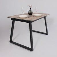 Кухонный стол Lepremo AV 1208 HPL+МДФ раздвижной 1200-1600x800 (дуб делано натуральный/черный)