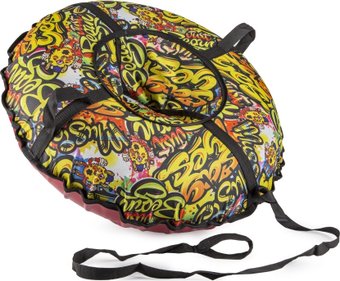 Тюбинг Подушкевич Ватрушка для катания двоих (120 см, желтое граффити)