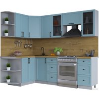Готовая кухня Интерлиния Тренд 1.5x2.4 левая (океан/океан/дуб бунратти)