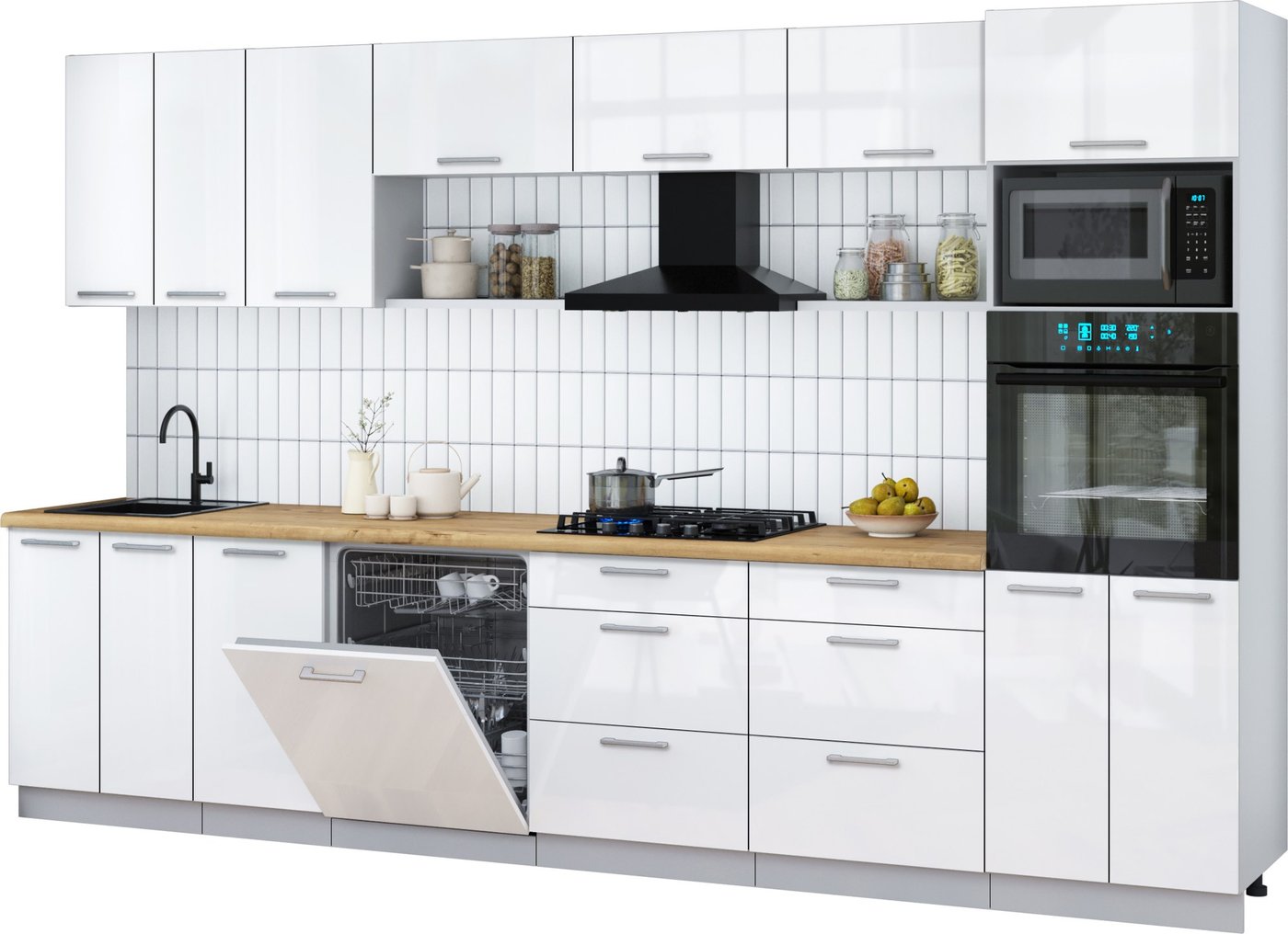 

Готовая кухня Интерлиния Мила Gloss 3.4-ПМ1-2 (белый глянец/белый глянец/дуб бунратти)