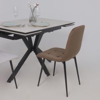 Кухонный стол Lepremo AV 2111 МДФ+керамика раздвижной 1200-1800x800 (серый матовый Carmen Light Grey/черный)